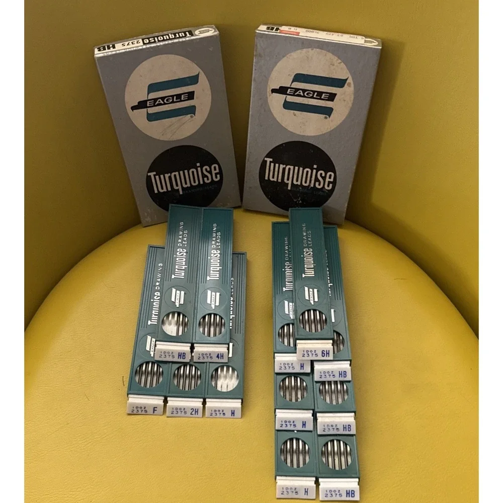 Vtg Lot 120 Eagle Turquoise Drawing Leads 2375 2H 4H 6H H HB F NOS Pencil USA